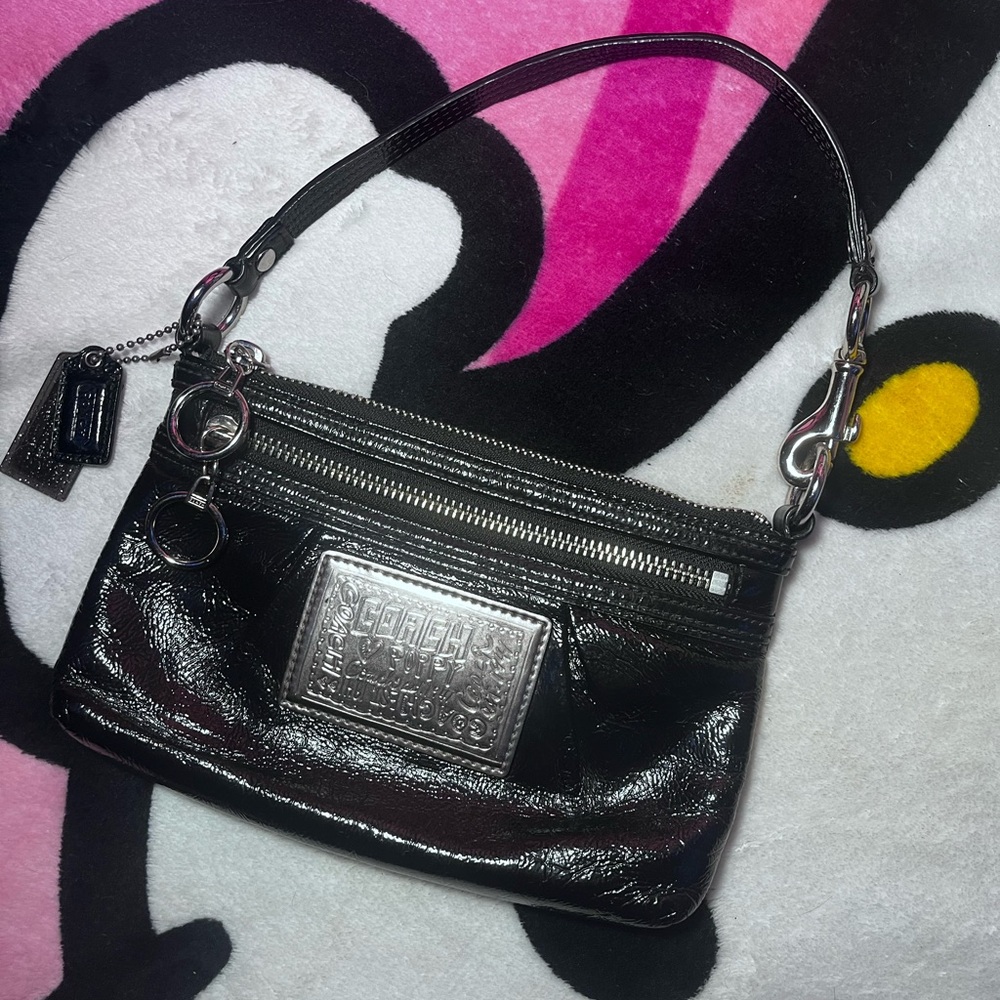 Coach Poppy Black Patent Handbag/Mini Bag